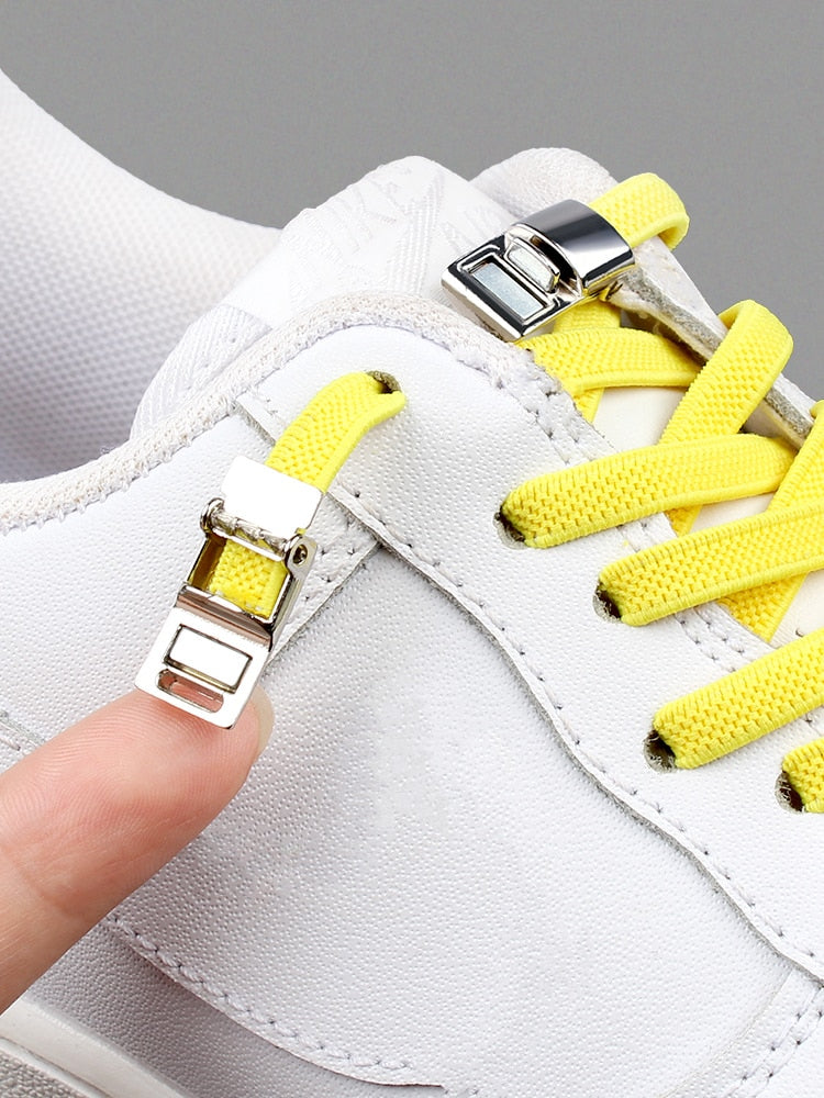 Black and White Magnetic No Tie Shoelace