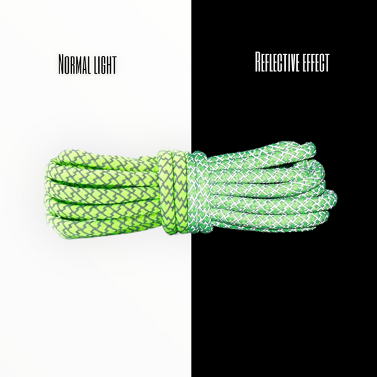 Fluorescent Green Reflective Rope Laces