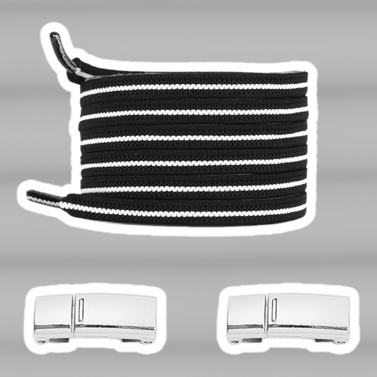 Black and White Magnetic No Tie Shoelace