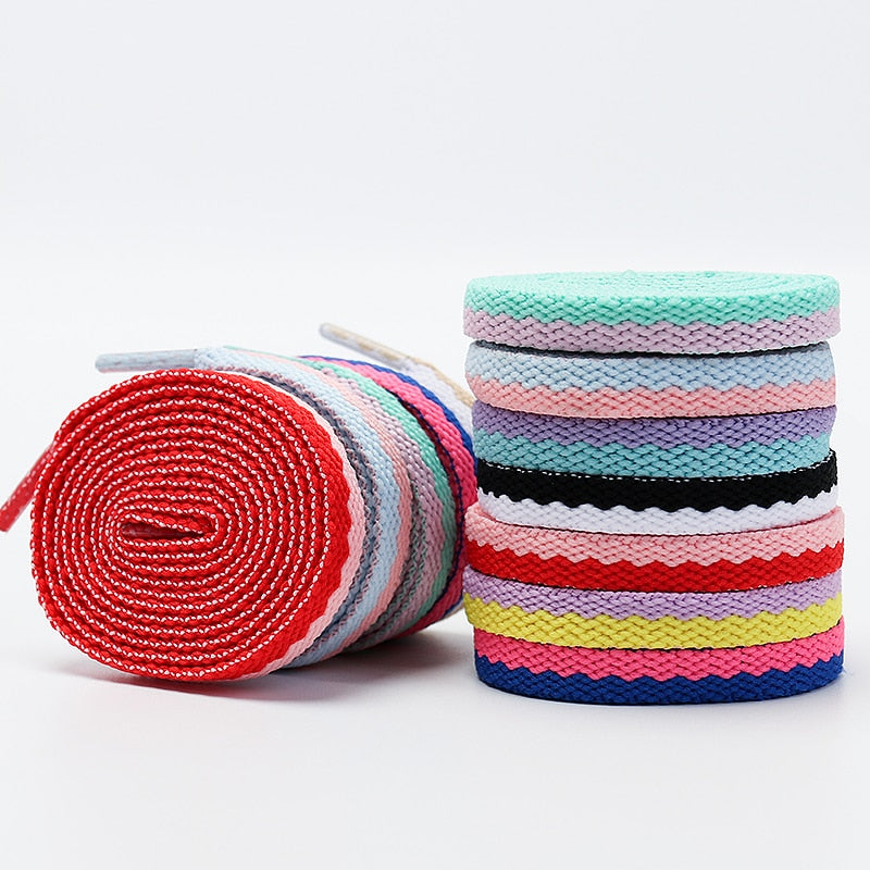 63 inch Striped Two tone Flat Laces